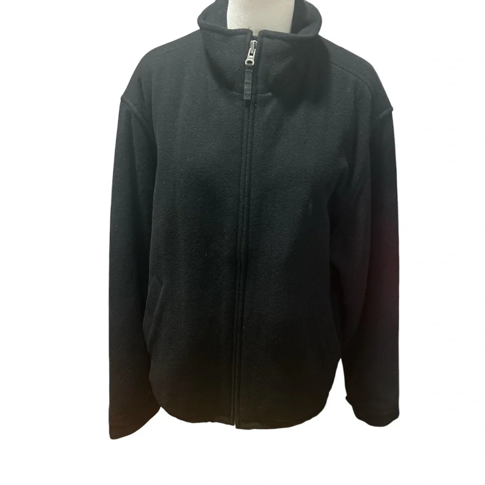 Polo Ralph Lauren Black Wool Bomber Jacket Mens L Minimalist Preppy